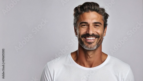 Handsome italian man, studio shot portrait, clean background photo