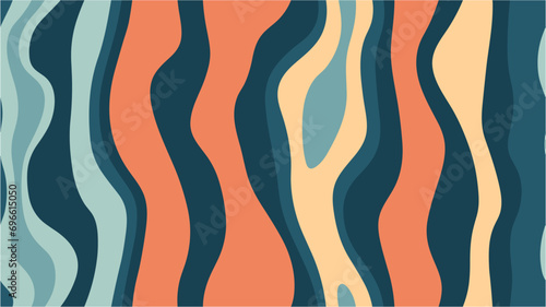 Abstract background with colorful wavy line pattern. 70s Background. Vector pattern in retro psychedelic style. Eps 10. Background vector, background pattern, texture, surface. Seamless.
