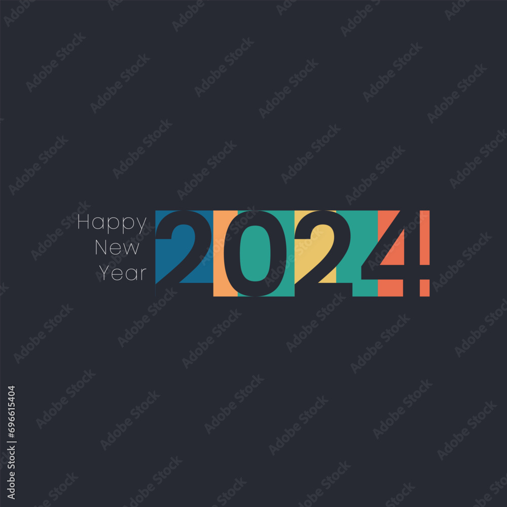 Obraz premium New Year 2024 greeting card banner brochure flayer minimalist elegant design isolated solid color
