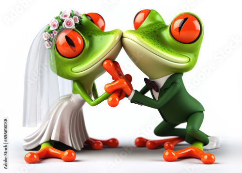 bride and groom getting married illustration of a funny red eyed tree frog