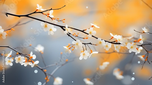 Colorful blurred spring background with minimalistic yellow tones for product placement