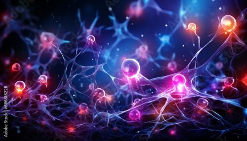 Detailed illustration of human brain and neuron cells with intricate structure and functions