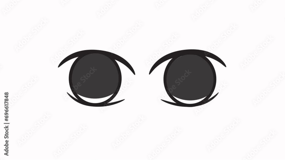 Animated moving eyes. Simple black and white loading icon. 4K video footage. Angry eyes Stock