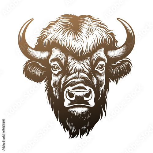 Bison Illustration Clip Art Design Shape. Buffalo Silhouette Icon Vector.
