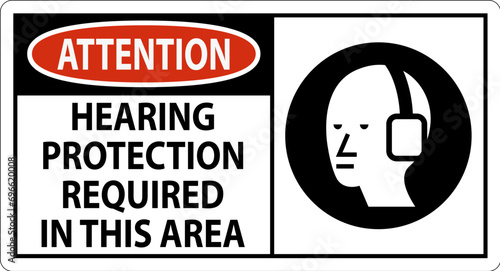 Attention Sign Hearing Protection Required In This Area