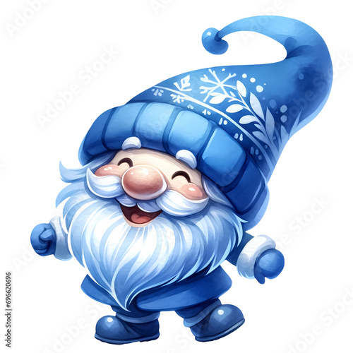Cute Blue Christmas Winter Watercolor Clipart Illustration