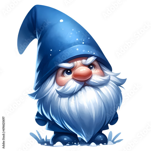 Cute Blue Christmas Winter Watercolor Clipart Illustration