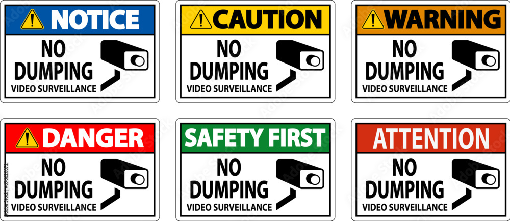 Caution Sign Video Surveillance, No Dumping