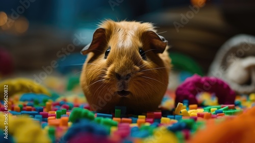 a pair of guinea pigs playing together