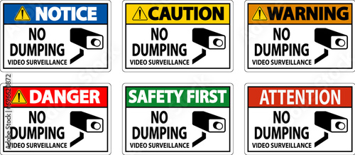 Caution Sign Video Surveillance, No Dumping