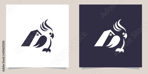 parrot with home logo design