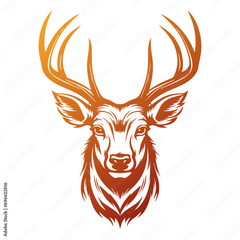 Fototapeta premium Buck Illustration Clip Art Design Shape. Deer Silhouette Icon Vector.
