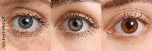 Collage of female eyes, clo...
