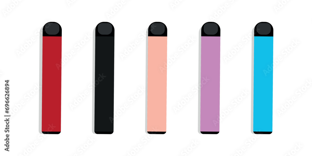 Web Set of colorful disposable electronic cigarettes isolated on a white background. Web Set of colorful disposable electronic cigarettes isolated on a white background.