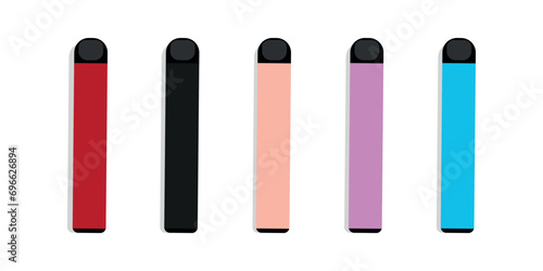 Web Set of colorful disposable electronic cigarettes isolated on a white background.