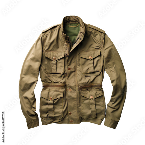 Khaki jacket, PNG image, isolated object © jufri