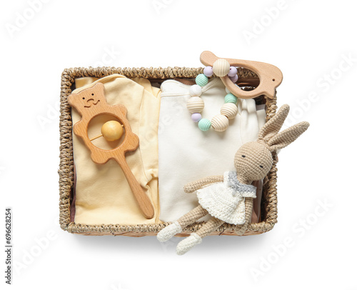 Wicker basket with gifts fo...
