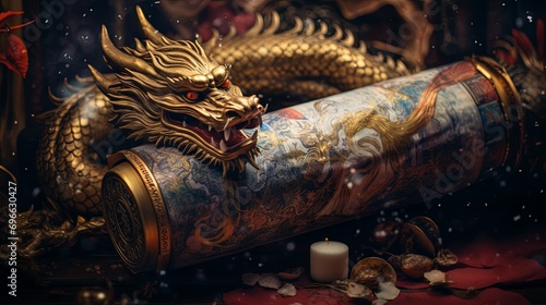 Dragon Holding a New Year Scroll