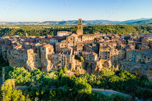 Фотография Aerial view of historic hill town of Montepulciano in Tuscany, Italy