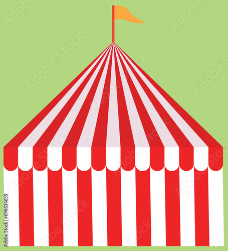 Circus Carnival Tent with Flag | Circus color tent dome roof| Tent with Flag | Event tent Red and white