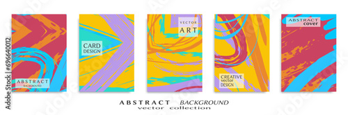 Abstract backgrouns set, grunge texture. Minimalistic art, brush strokes style. Design for card, brochure, banner idea, book cover, booklet print, flyer sheet a4. Collage page, web header template.