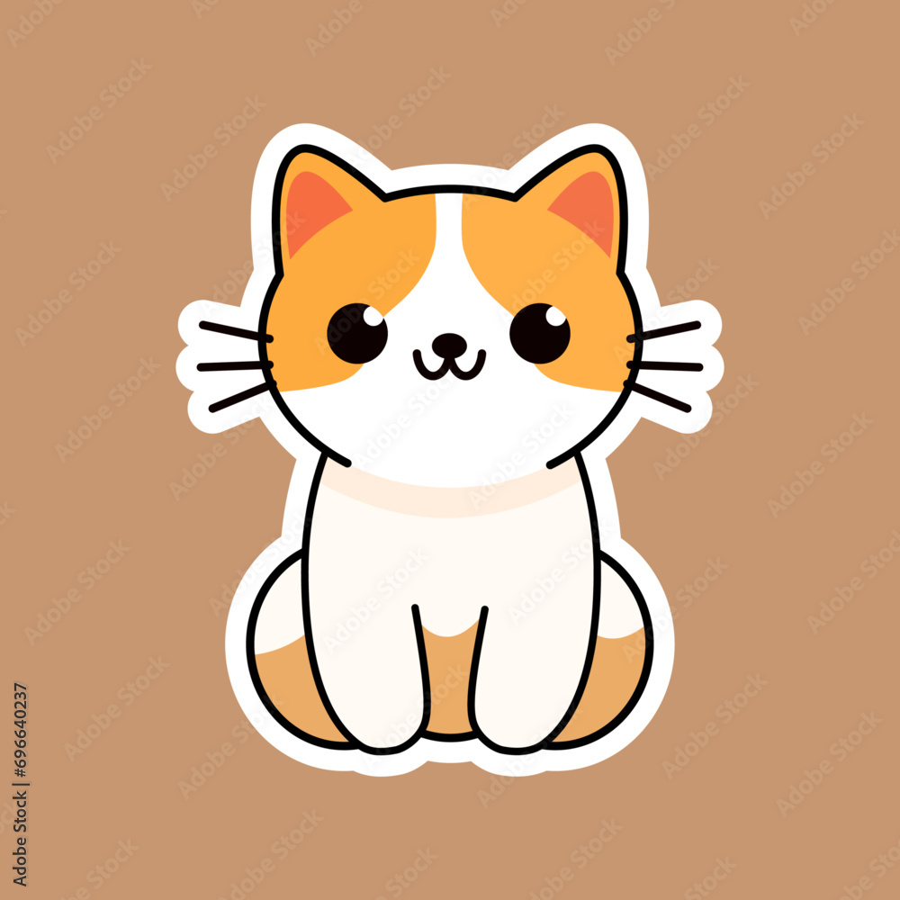 Obraz premium Cute white smiling cat with orange spots
