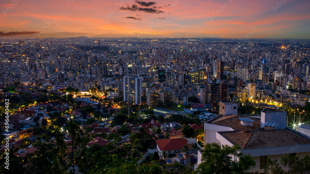Partial view Sunset in the city of Belo Horizonte