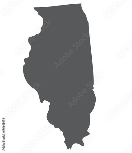 Illinois state map. Map of the U.S. state of Illinois.