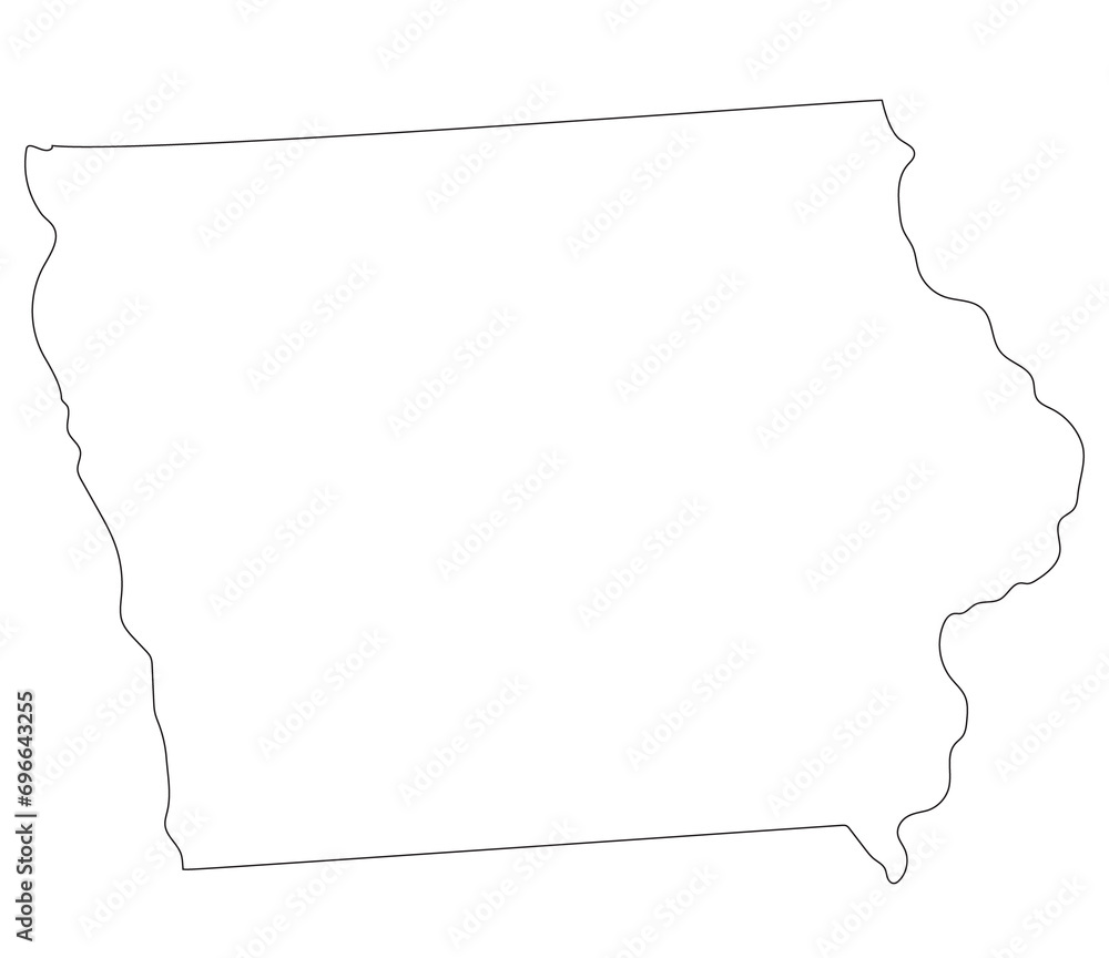 Iowa state map. Map of the U.S. state of Iowa. Iowa state map. Map of the U.S. state of Iowa.