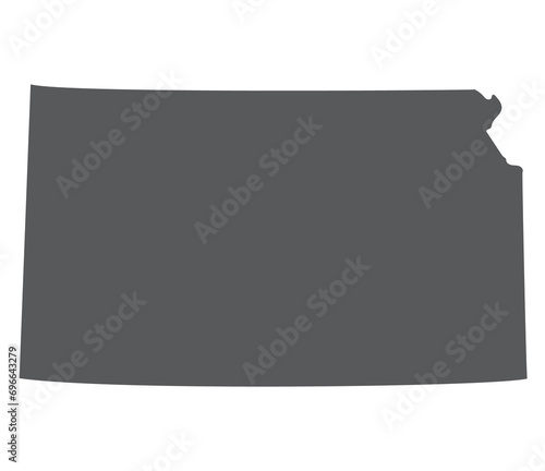 Kansas state map. Map of the U.S. state of Kansas.