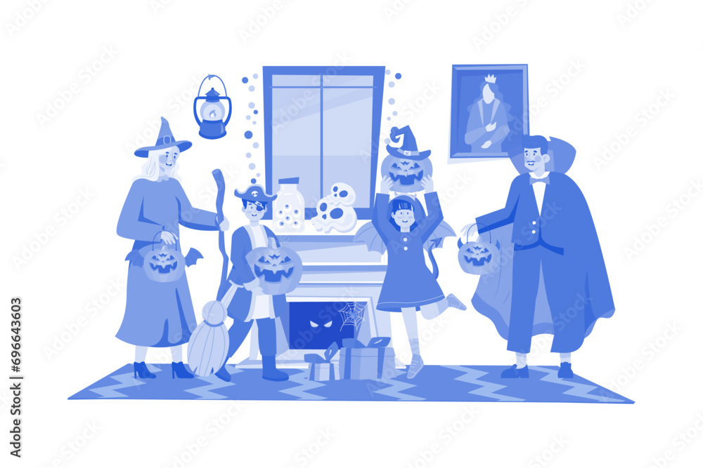 People Celebrating Halloween Illustration People Celebrating Halloween Illustration