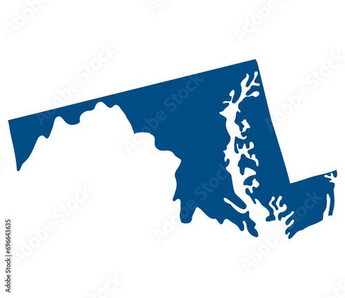 Maryland state map. Map of the U.S. state of Maryland.