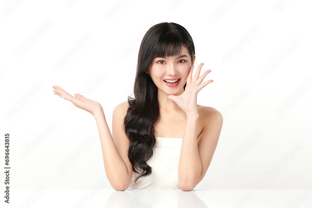 Beautiful young asian woman with clean fresh skin on white background, Face care, Facial treatment, Cosmetology, beauty and spa, Asian women portrait. Beautiful young asian woman with clean fresh skin on white background, Face care, Facial treatment, Cosmetology, beauty and spa, Asian women portrait.