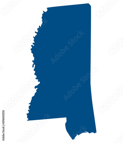 Fotografie Mississippi state map. Map of the U.S. state of Mississippi.