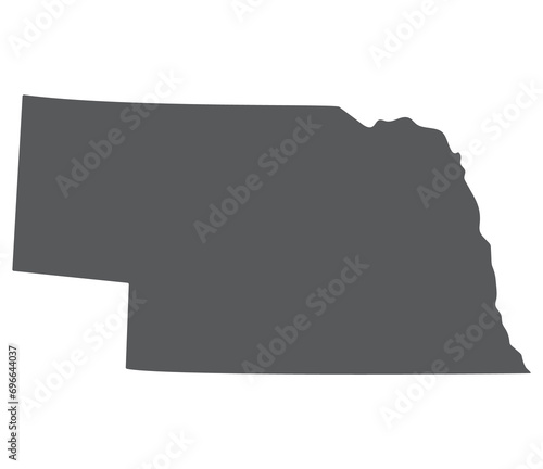Nebraska state map. Map of the U.S. state of Nebraska.