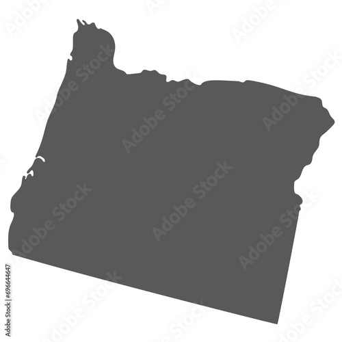 Oregon Map. Map of Oregon. USA map in grey color. photo