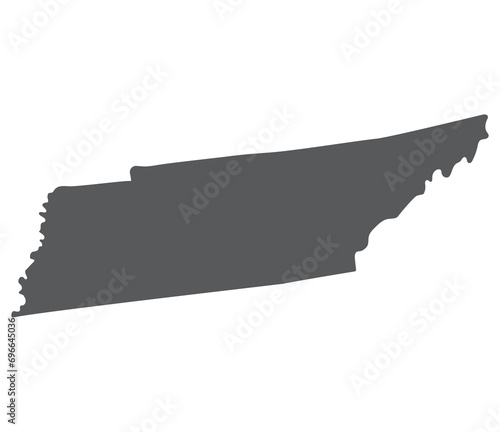 Map of Tennessee. Tennessee map. USA map in grey color.