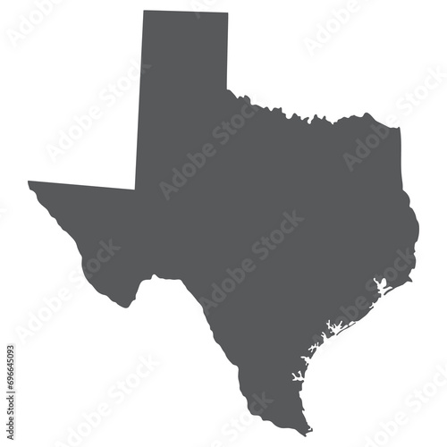 Texas state map. Map of the U.S. state of Texas in grey color.