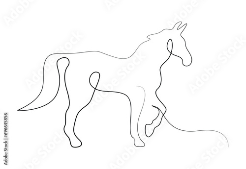 Horse in one continuous line drawing. Isolated on white background vector illustration. Premium vector. 