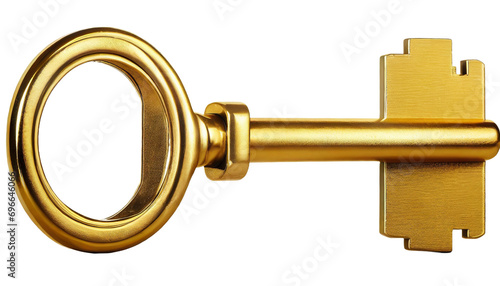 gold master key isolated on white background, png photo