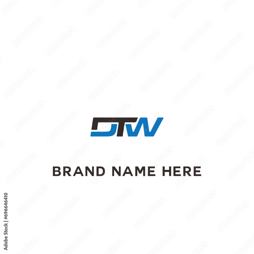 DTW logo. D T W design. White DTW letter. DTW, D T W letter logo design. Initial letter DTW linked circle uppercase monogram logo. D T W letter logo vector design.	
