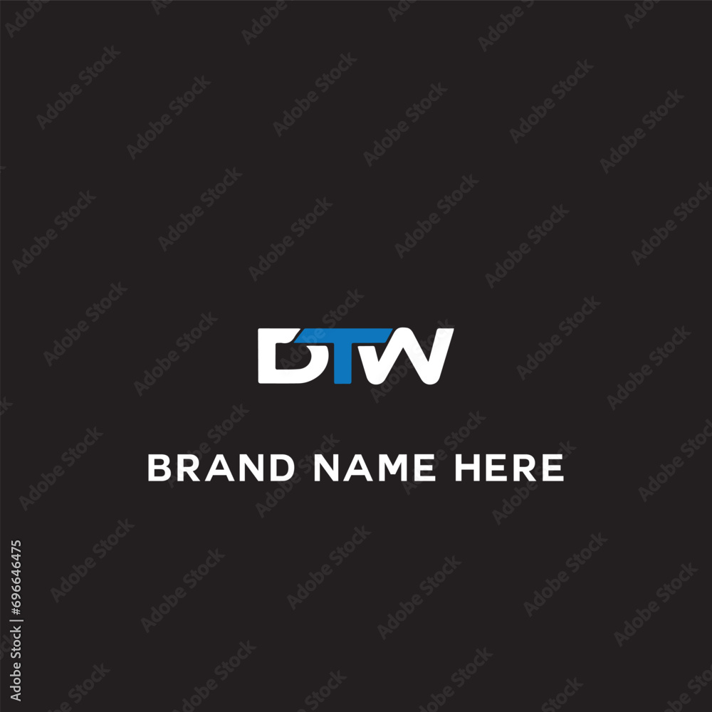 DTW logo. D T W design. White DTW letter. DTW, D T W letter logo design. Initial letter DTW linked circle uppercase monogram logo. D T W letter logo vector design.	
