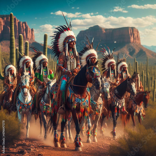 Various Scenes of Native American Tribes in the Old West