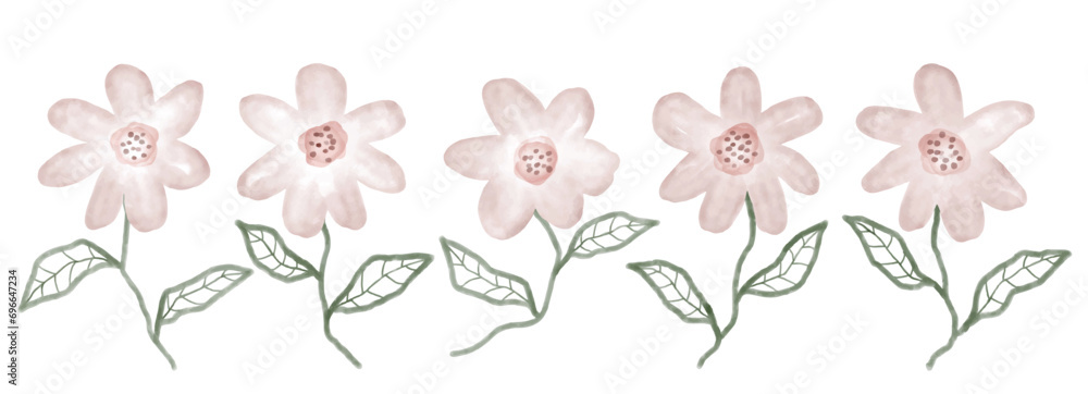 watercolor flower set on white background.