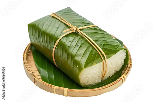 Vietnam Sticky rice cake (Banh Chung) on a white background PNG photo