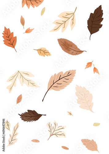 padrão Folhas secas de outono isolado no fundo branco - Ilustração simples infantil 
