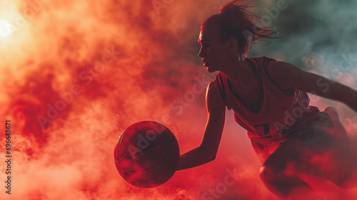 Portrait of a determined girl fighter passionately playing volleyball with the intention of her team winning. The concept illustrates dedication and determination in sports.