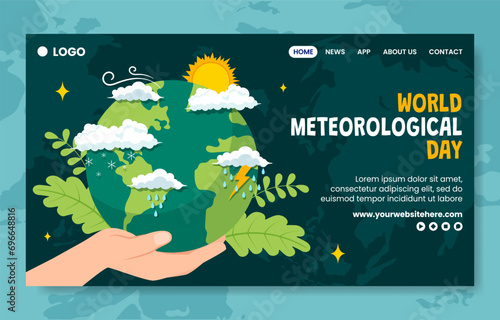 Meteorological Day Social Media Landing Page Cartoon Hand Drawn Templates Background Illustration