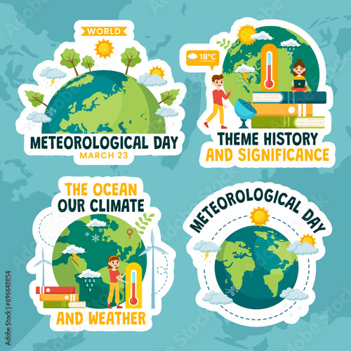 Meteorological Day Label Flat Cartoon Hand Drawn Templates Background Illustration