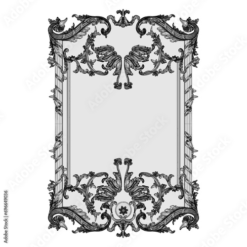 Gothic Frame. Illustration Isolated On White Background. An Illustration Of A Gothic Vintage Retro Frame Background.